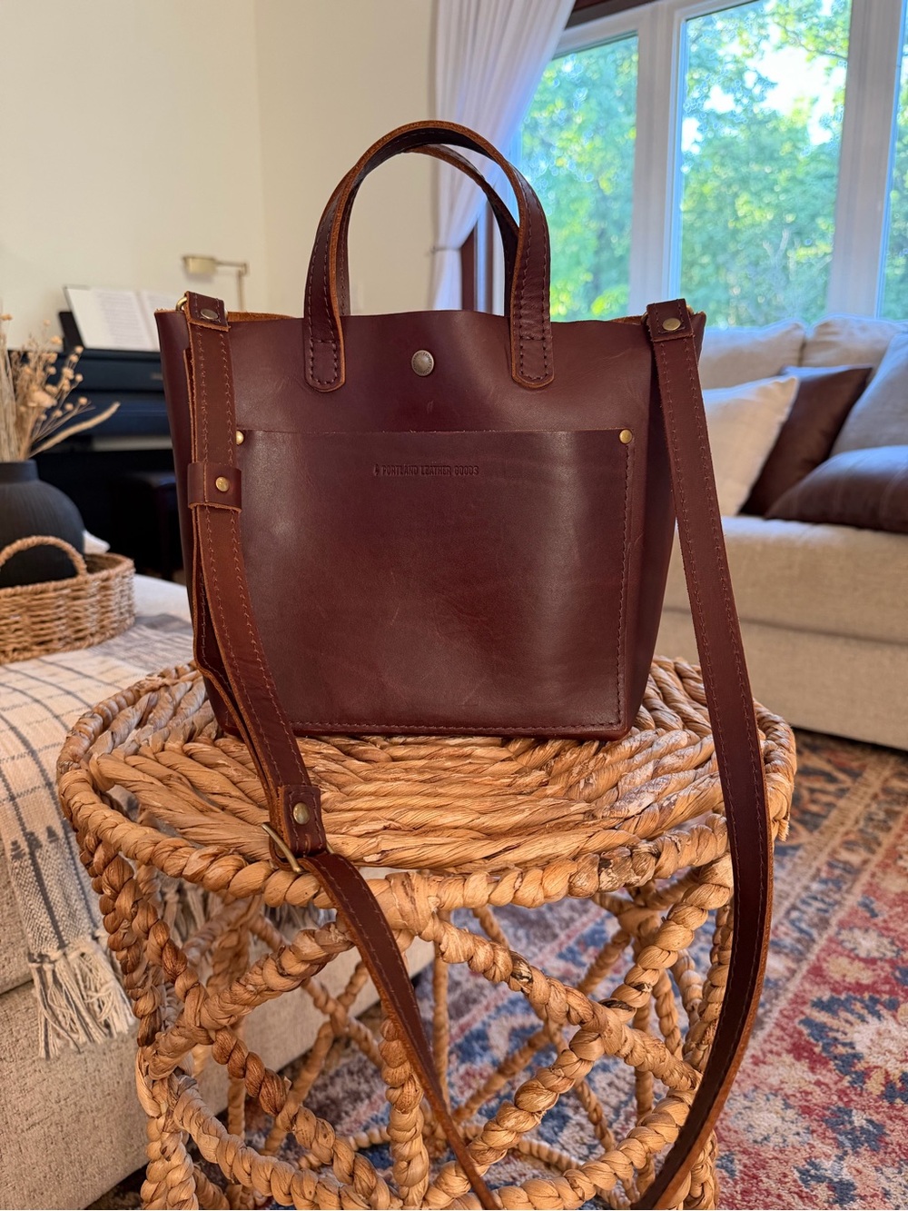 Portland Leather Brown Crossbody Tote